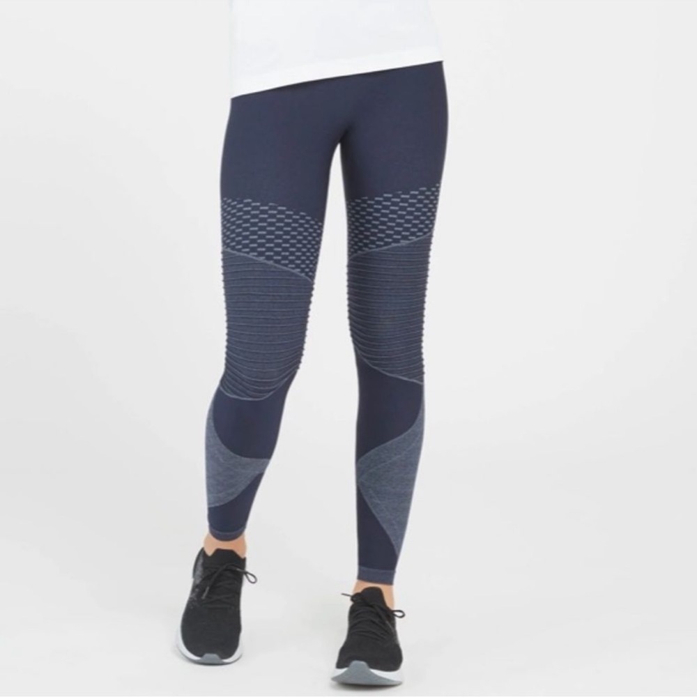 Spanx Look At Me Now Seamless Moto Leggings Indigo Blue Size XL - Picture 4 of 11